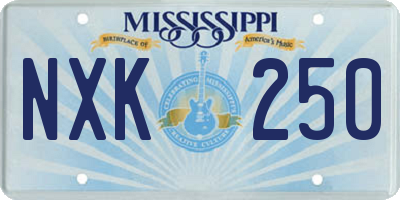 MS license plate NXK250