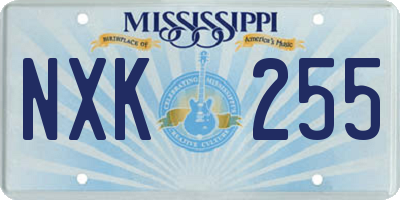 MS license plate NXK255