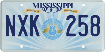 MS license plate NXK258