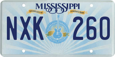 MS license plate NXK260