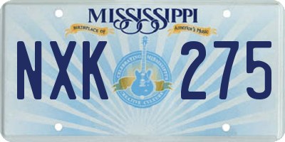 MS license plate NXK275