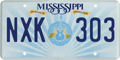 MS license plate NXK303