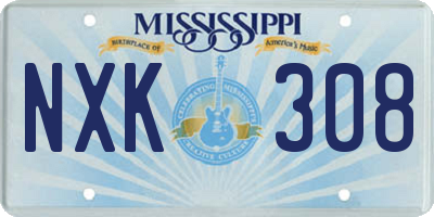 MS license plate NXK308