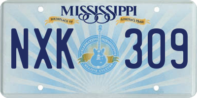 MS license plate NXK309