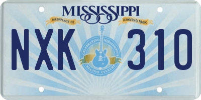MS license plate NXK310