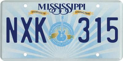 MS license plate NXK315