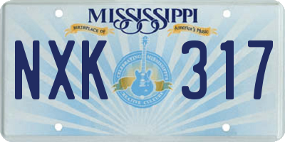 MS license plate NXK317