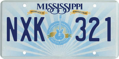 MS license plate NXK321
