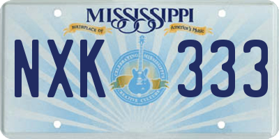 MS license plate NXK333