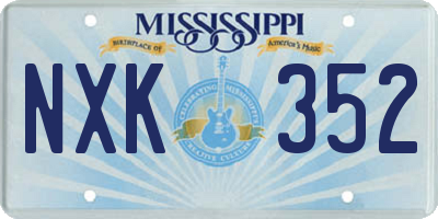 MS license plate NXK352