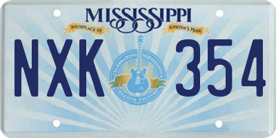 MS license plate NXK354
