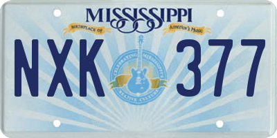 MS license plate NXK377