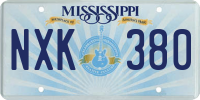 MS license plate NXK380