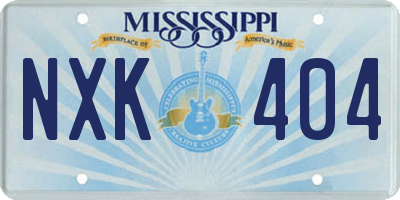 MS license plate NXK404