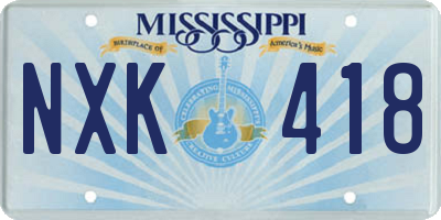 MS license plate NXK418