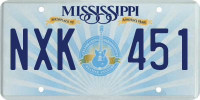 MS license plate NXK451