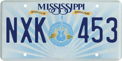 MS license plate NXK453