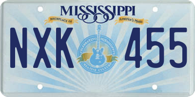 MS license plate NXK455