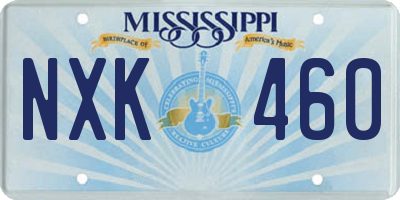 MS license plate NXK460