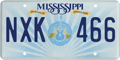 MS license plate NXK466
