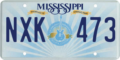 MS license plate NXK473