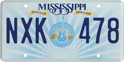 MS license plate NXK478