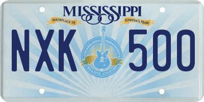 MS license plate NXK500