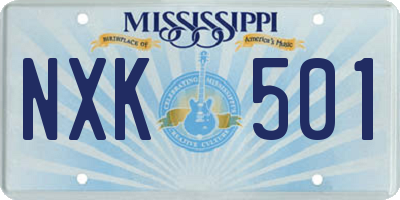 MS license plate NXK501