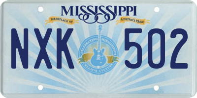 MS license plate NXK502