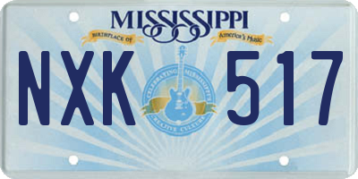 MS license plate NXK517