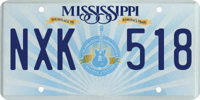 MS license plate NXK518