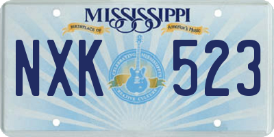 MS license plate NXK523