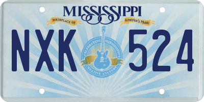 MS license plate NXK524