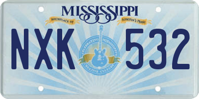 MS license plate NXK532