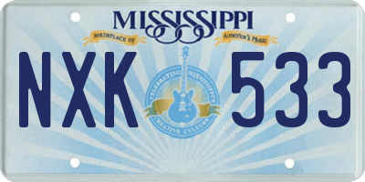 MS license plate NXK533