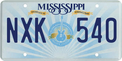MS license plate NXK540