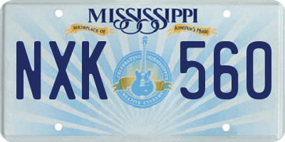 MS license plate NXK560