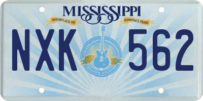 MS license plate NXK562