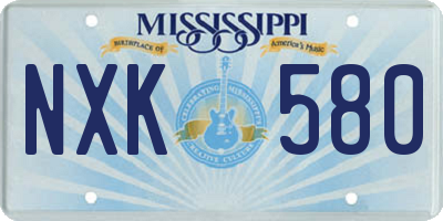 MS license plate NXK580