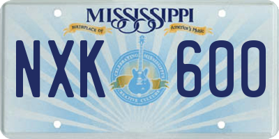 MS license plate NXK600