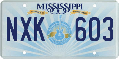 MS license plate NXK603
