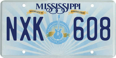 MS license plate NXK608