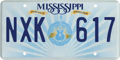 MS license plate NXK617