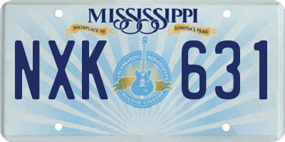 MS license plate NXK631