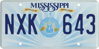 MS license plate NXK643