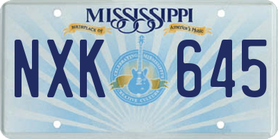 MS license plate NXK645