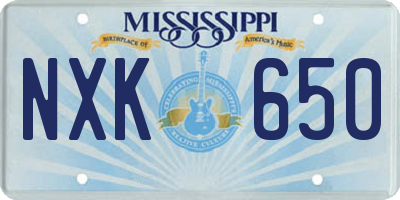 MS license plate NXK650