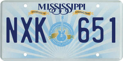 MS license plate NXK651