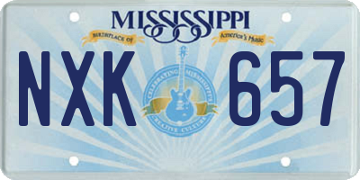 MS license plate NXK657
