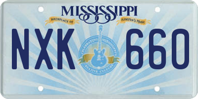MS license plate NXK660